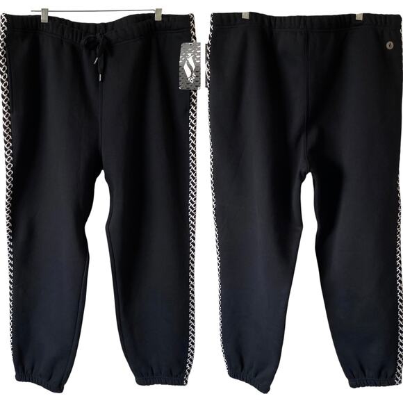 NEW SKETCHERS DVF COLLECTION Chainlink Jogger Sweatpants 2X Black Heavyweight - Picture 1 of 6